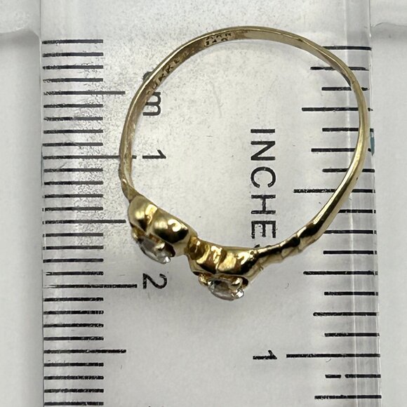 14K Turkey Ring Size 6.5 Two Stone CZ Heart Design - Picture 10 of 13